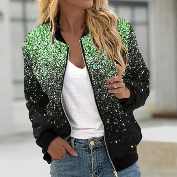 Abrigo informal de manga larga sin capucha y chaquetas para mujer, abrigo informal de moda con estampado y bolsillo con cremallera, abrigo de poliéster para mujer