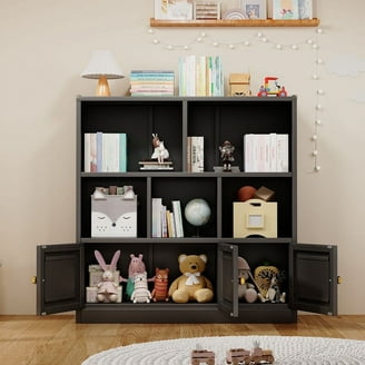 KidKraft Wooden Puzzle Bookcase with Three Shelves, Primary Colors