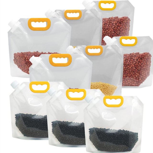 SUTENGDA Grain Storage Container Multigrain Food Sealed Bags 10 Pack 1.5L Resealable Packaging Bags Transparent Pouches Portable Bag for Cereal Bean Nut Rice Tea