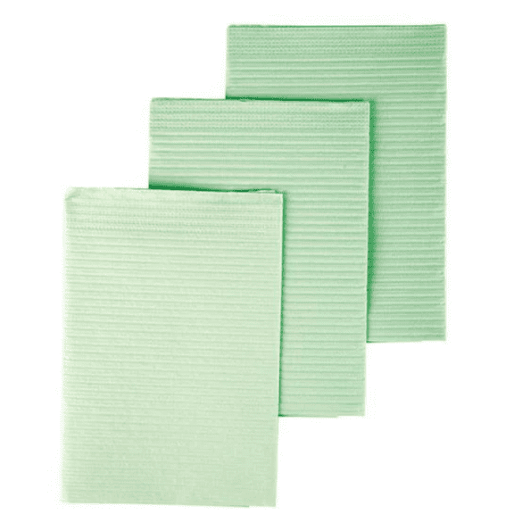 Tidi 917462 Dental Patient Bibs 2 1 Ply Paper Poly 13" x 18" Green 500/Cs
