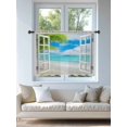 thumbnail image 4 of Sheer Curtains 54 Inch Length, Summer Beach Semi Sheer Curtains Light Filtering Window Treatment, Turquoise Window Seascape Seaside Palm Tree Privacy Voile Drapes for Living Room Bedroom 52x54 Inch, 4 of 7