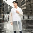 thumbnail image 2 of Audhol Rain Poncho Unisex Fashion Reusable Button Rain Jacket Coat Hooded Raincoat with Pockets for Adults Teens Poncho Men White L, 2 of 4