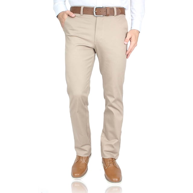 Pantalón Color Caqui Regular Stretch De Algodón Para Caballero