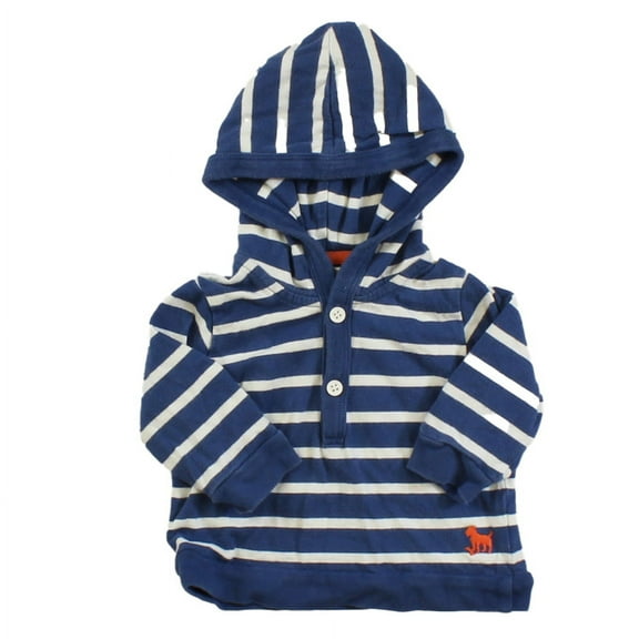 Pre-Owned Mini Boden Boys Blue | White | Stripes Hoodie size: 3-6 Months (Fair)