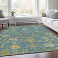 thumbnail image 6 of HomeRoots 626249 5 x 8 ft. Teal, Blue & Gold Floral Washable Traditional Indoor & Outdoor Rectangle Area Rug, 6 of 8