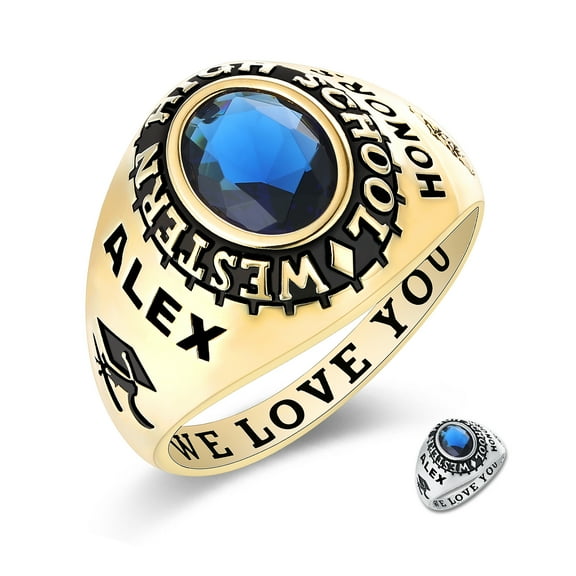 Mementos PJM Custom Men's Class Rings 10kt Yellow Gold for High School and College-Classic