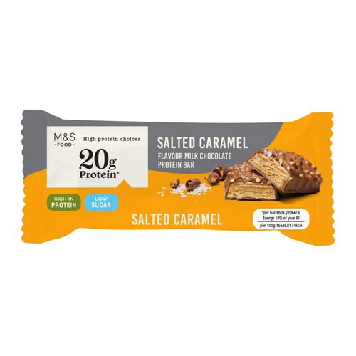 M&S Salted Caramel Chocolate Protein Bar 55g, British Import (Pack of 3)