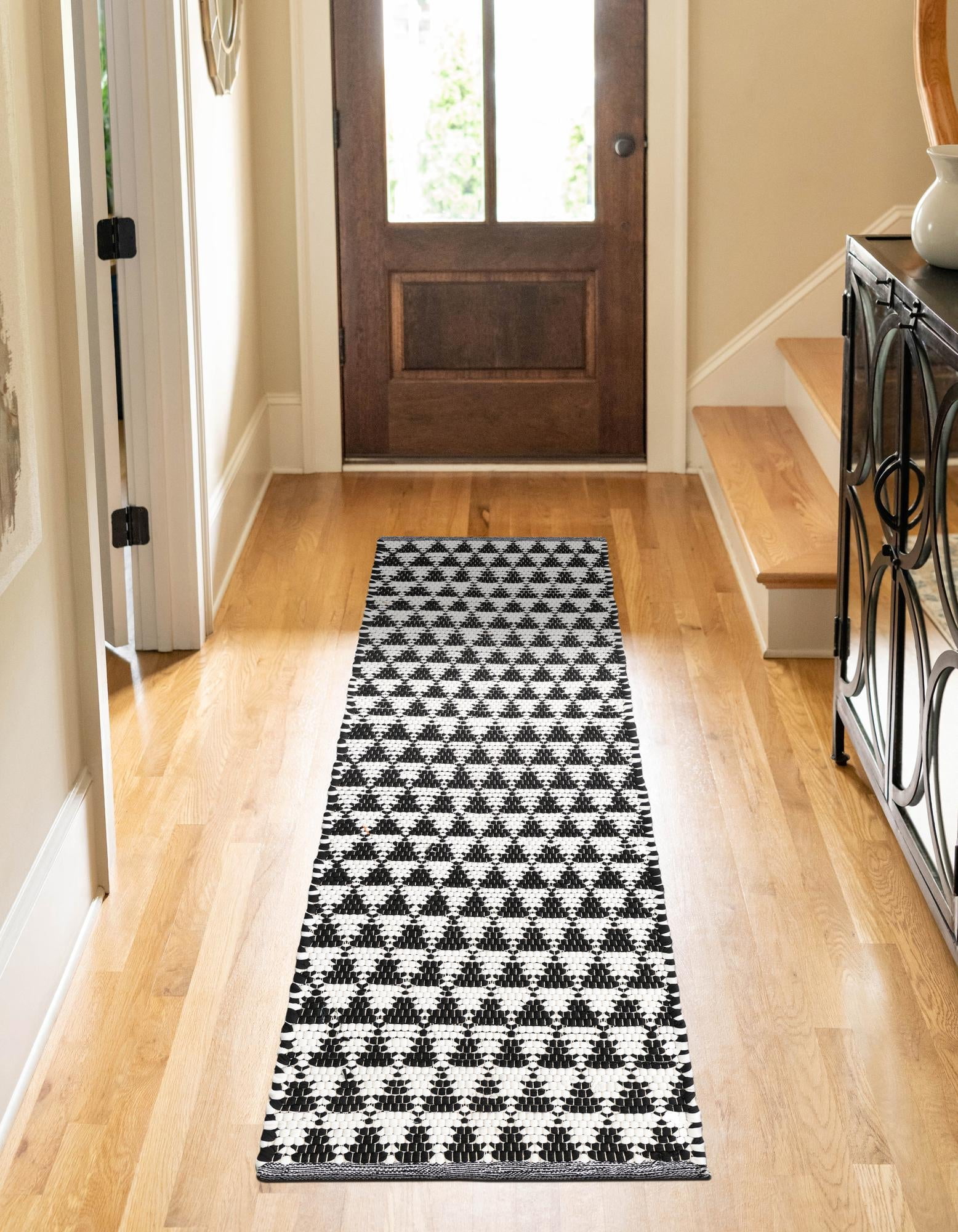 Unique Loom Chindi Jute Collection Area Rug (2' 2" x 6' 1" Runner Black and White)