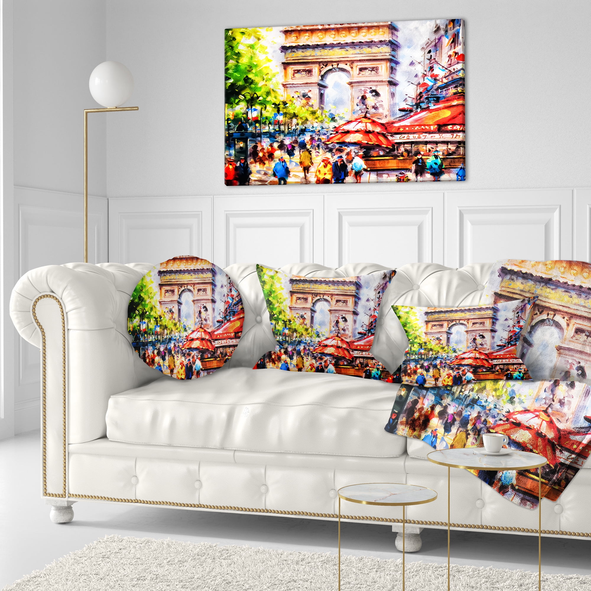 Designart Arc d Triomphe Paris - Cityscape Throw Pillow - 12x20
