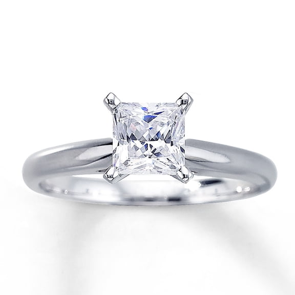 1.00 Ct Princess Cut D/VVS1 Moissanite Solitaire Engagement Ring 14K White Gold Plated