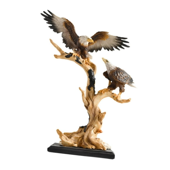 bedienty Eagle Statue Figurine Hotel Ornaments Cabinet Sculpture Bookshelf Resin Bird with 2 Eagle
