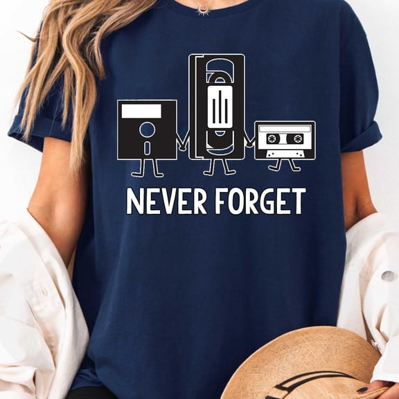 Never Forget Mens Cassette Tape VHS Music Old School Mens Retro Funny T Shirt