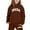 Brown, variant on lnmuld Two Piece Outfits Stylish Girls Hooded Sweatshirt Outfit Set with Letter Print Design for Everyday Casual Wear Comfortable and Childrens Apparel Solid Color Size:9-10 Years