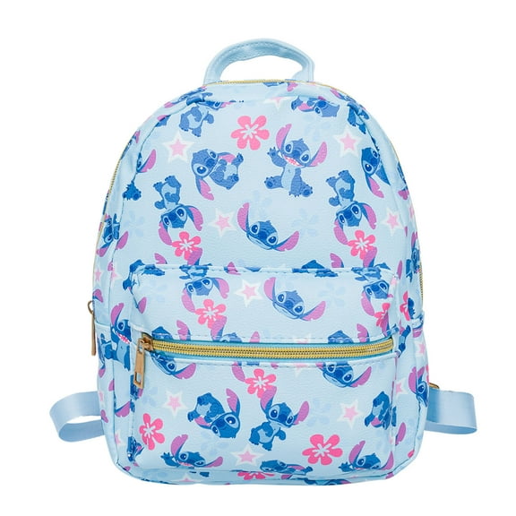 Fast Forward Disney Stitch 10” PU Small Backpack – Cute Mini Daypack with Front Pocket