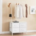 thumbnail image 1 of Clothing Racks with 4 Drawers, Storage Closet with Metal Frame and Wooden Top, Garment Rack with Hanging Rod and 2 Side Hooks, Freestanding Closet Garment Rack for Bedroom, Hallway, 1 of 7