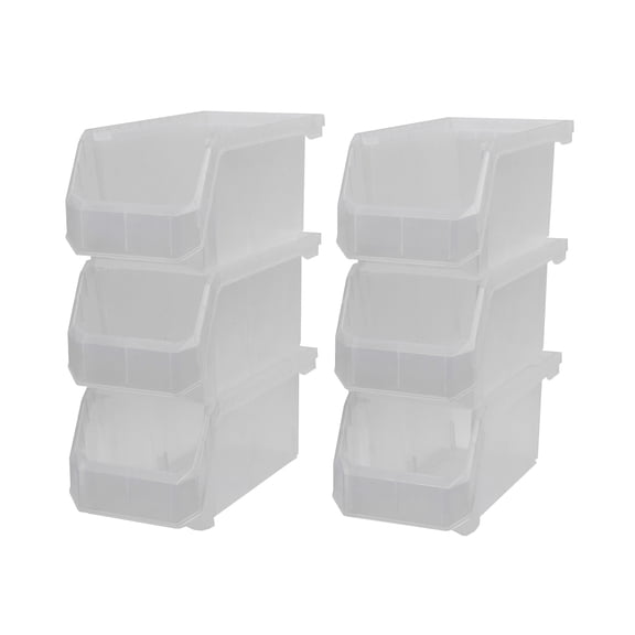 ReadySpace Large Plastic Storage Bins, Stackable Organizer, Clear, 6 Pack
