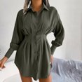 thumbnail image 2 of LYXSSBYX Long Sleeve Dresses Fashion Women Casual Solid V-Neck Long Sleeve Loose T-Shirt Autumn Blouse Button Tops, 2 of 8