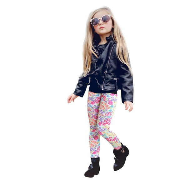 Akiihool Girls' Pant Girls' Adjustable Waist Stretch Jegging Soft Fabric (Pink,2-3 Years)