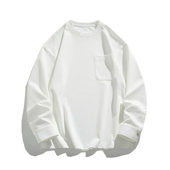 Plus Size Sweatshirts for Men with Pocket M-5X Long Sleeve Crewneck Shirts Mens Casual Solid Pullover Loungewear Athletic Workout Sweatshirt Tops