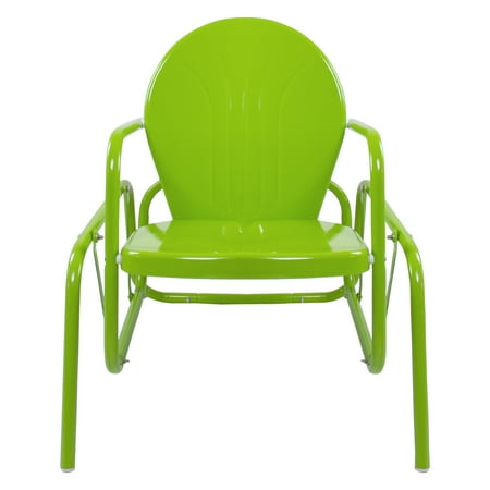 Northlight Outdoor Retro Metal Tulip Glider Patio Chair, Lime Green