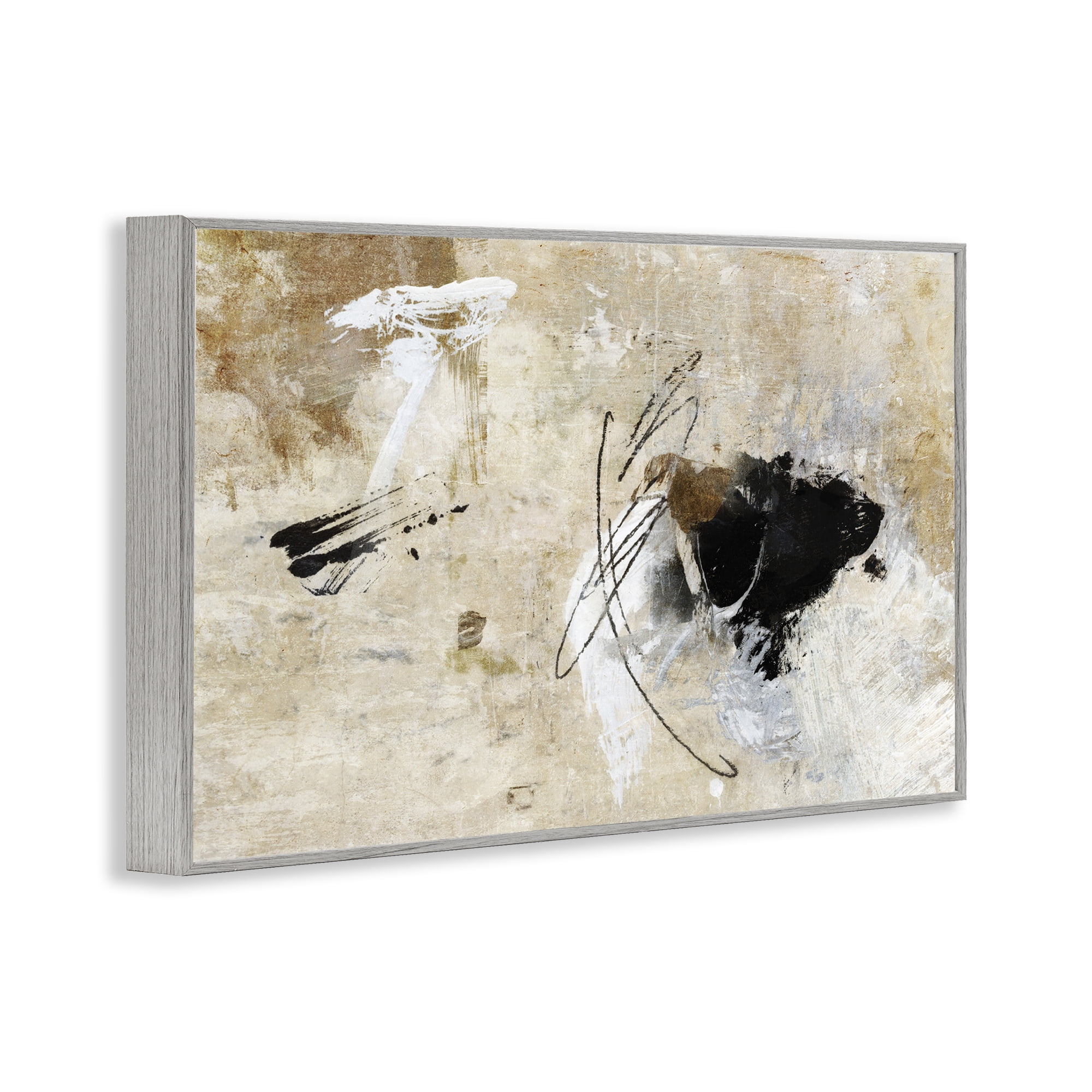 Stupell Industries Rustic Scribble Abstraction Abstract Painting Gray Framed Art Print Wall Art, 24 x 16