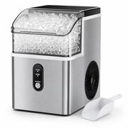 Auseo Nugget Ice Maker Countertop, 35Lbs/24H , 6 Min/Round with Self-Cleaning Stainless Steel Ice Machine，Silver