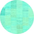 thumbnail image 1 of Ahgly Company Machine Washable Indoor Round Solid Turquoise Blue Modern Area Rugs, 3' Round, 1 of 4