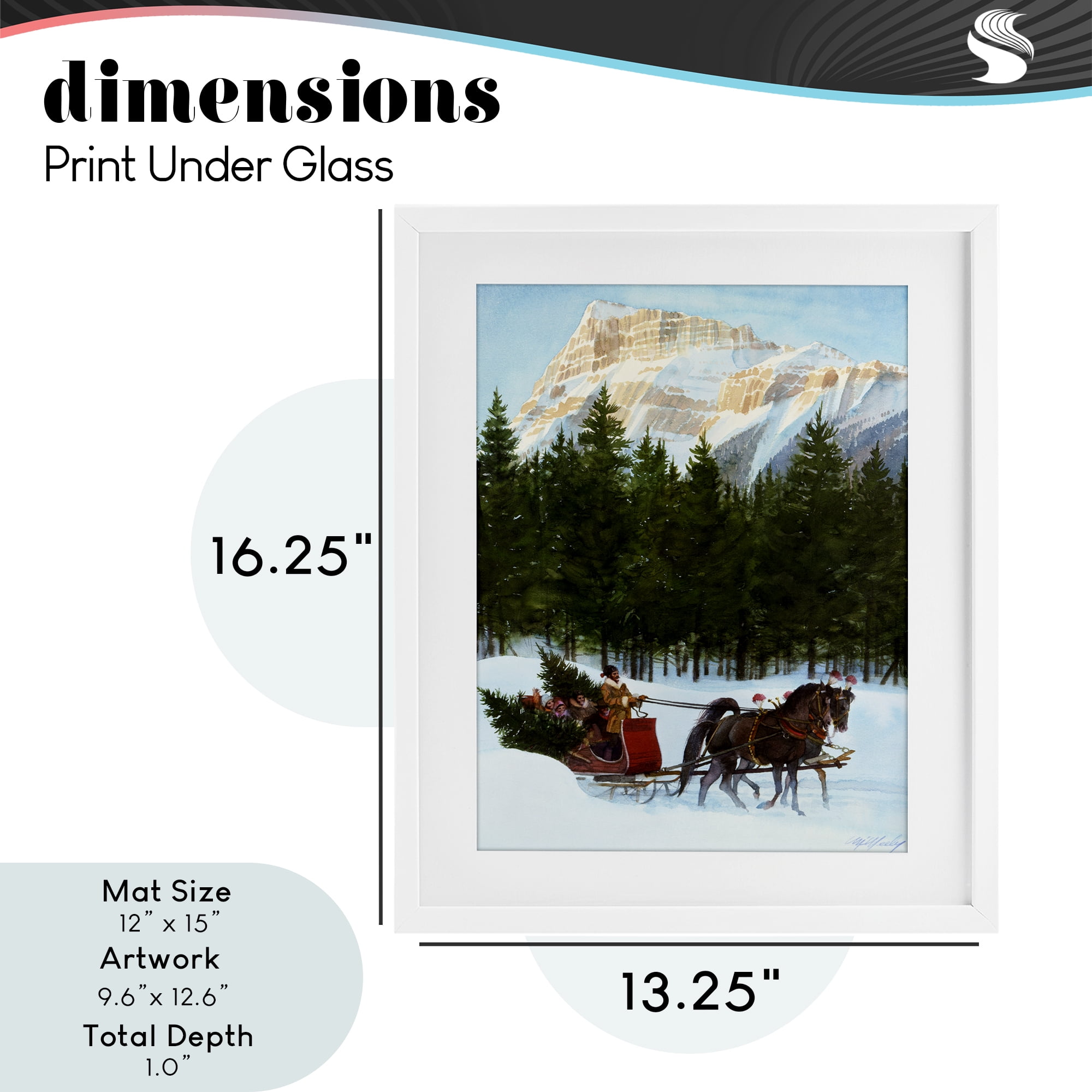 Sleigh Ride Carrying Trees White Framed Print Under Glass, design by Wind River Studios