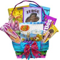Bunny Treats Chocolate and Candy Easter Gift Basket (Pink)