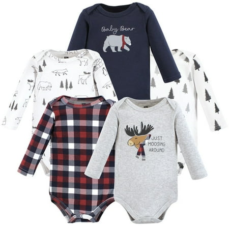 

Hudson Baby Cotton Long-Sleeve Bodysuits Moosing Around 3-6 Months