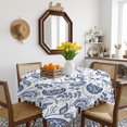 thumbnail image 3 of Boho Blue Floral Table Cloth Waterproof Tablecloths, Vintage Farmhouse Paisley Plant Leaf Tablecloth Dining Table Cover for Kitchen Party Tabletop Outdoor, Square Tablecloth 54x54 Inch, 3 of 9