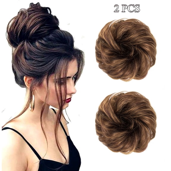 2-Pack Bun Hair Extensions Messy Synthetic Chignon Hairpiece Easy Bun Hair Pieces for Women Hair Updos Chignon Hair piece Ponytail Scrunchies