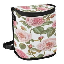 Qxltty Light Pink Rose Car Trash Can with Lid Vehicle Backseat Hanging Leak Proof Storage Bin