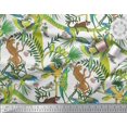 thumbnail image 2 of Soimoi Poly Georgette Fabric Branches,Parrot & Leopard Jungle Printed Fabric 1 Yard 42 Inch Wide, 2 of 3