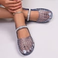 thumbnail image 6 of Jelly Sandals for Women, Stylish Transparent Jelly Shoes Comfortable Breathable Mesh Closed Toe Slip on Beach Slides with Rhinestones Strap, 38, 6 of 8
