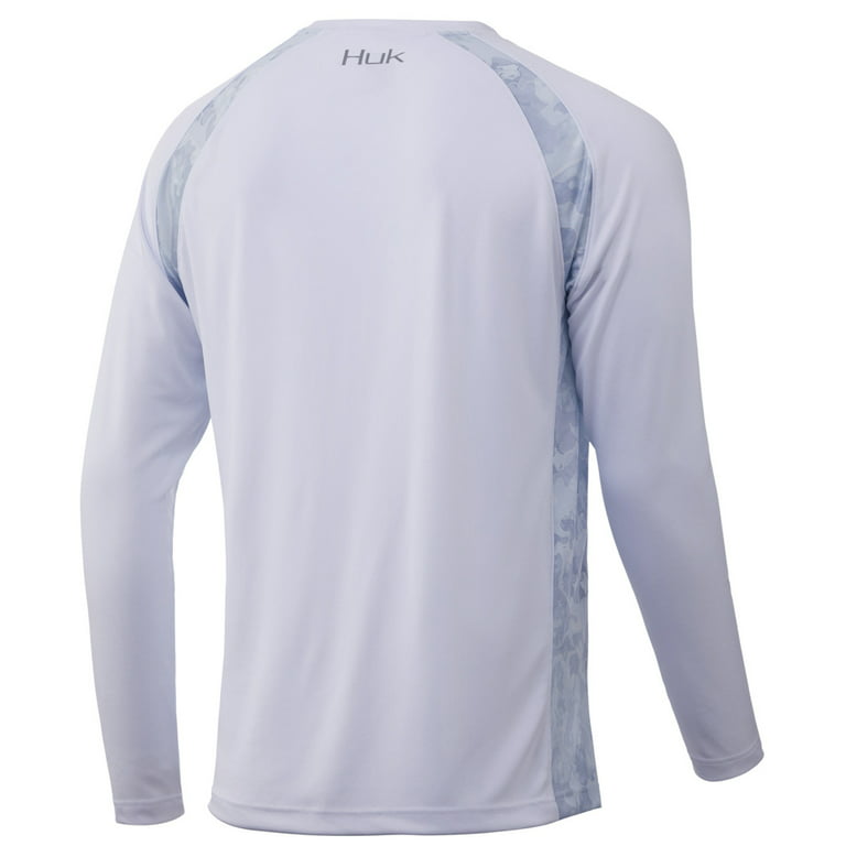 Huk Men's Strike Solid White Kenai Small Long Sleeve Fishing Shirt