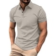 thumbnail image 2 of Qwertyu Men's Polo Shirts Cotton Short Sleeve Collared Golf Shirts Casual Fashion Basic Tee Shirts Light Gray S, 2 of 6
