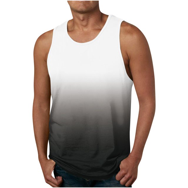 Summer Refreshing And Fashionable New Gradient Color 3D Printed Tank Top T-shirt3XL