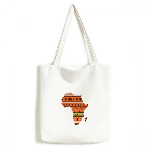 African Continent Name Landscape Map Tote Canvas Bag Shopping Satchel Casual Handbag
