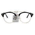 thumbnail image 2 of Mens Retro Hipster Half Horn Rim Clear Lens Eyeglasses Black Gold, 2 of 4
