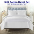 thumbnail image 2 of BNM Two-Line Embroidered Cotton Duvet Cover Set, King/California King, White/Silver, 2 of 9