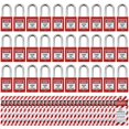 thumbnail image 1 of Cerraduras de bloqueo y etiquetado Candado de seguridad Cerraduras Loto con llave diferente Bloqueo y etiqueta 30 candados de seguridad de plástico con 30 etiquetas de bloqueo y etiquetado Rojo, 1 of 7