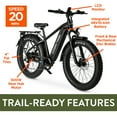 thumbnail image 5 of Ozark Trail 26" M.3 Ranger+ Electric Fat Tire Bike, 48V, Class 2, Black, Fits Riders 5'2" - 6'1", Adult, Unisex, 5 of 11