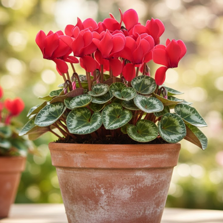 Red Cyclamen Live Plant in 4 Inches Pot, Hardy Cyclamen Bush for Houseplant, Bright Red Flowers