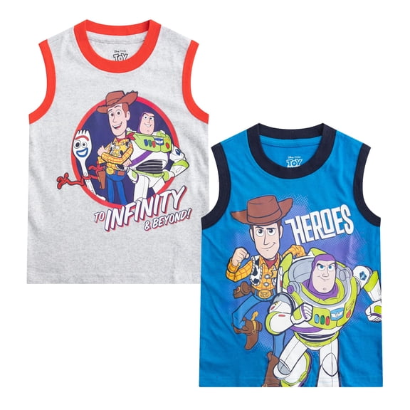 Toy Story Woody, Buzz Lightyear and Forky Boys 2 Pack Character Tanks, Toddler