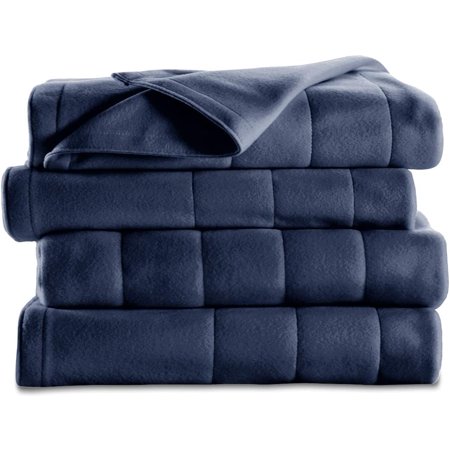Sunbeam Quilted Fleece Heated Blanket, Queen, Newport Blue