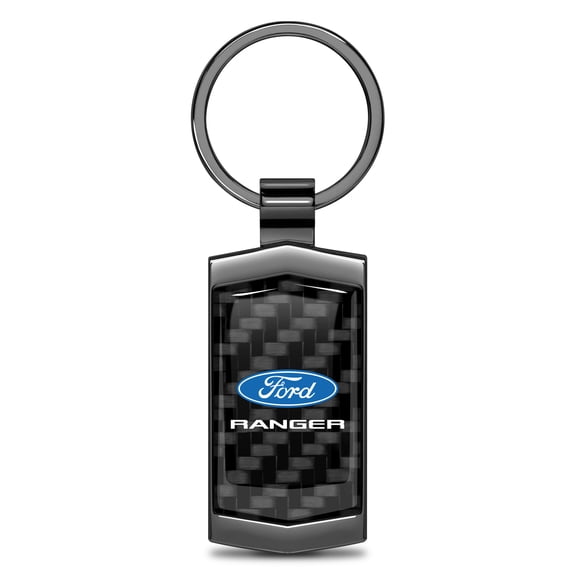 iPick Image for Ford Ranger Real Black Carbon Fiber Gunmetal Metal Case Key Chain, Official Licensed