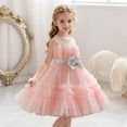 thumbnail image 5 of CIAKGIAF Summer Dresses for Girls Crew Neck Mesh Fluffy Princess Pleated Bow Sleeveless Dresses Pink for 4-5Years, 5 of 5