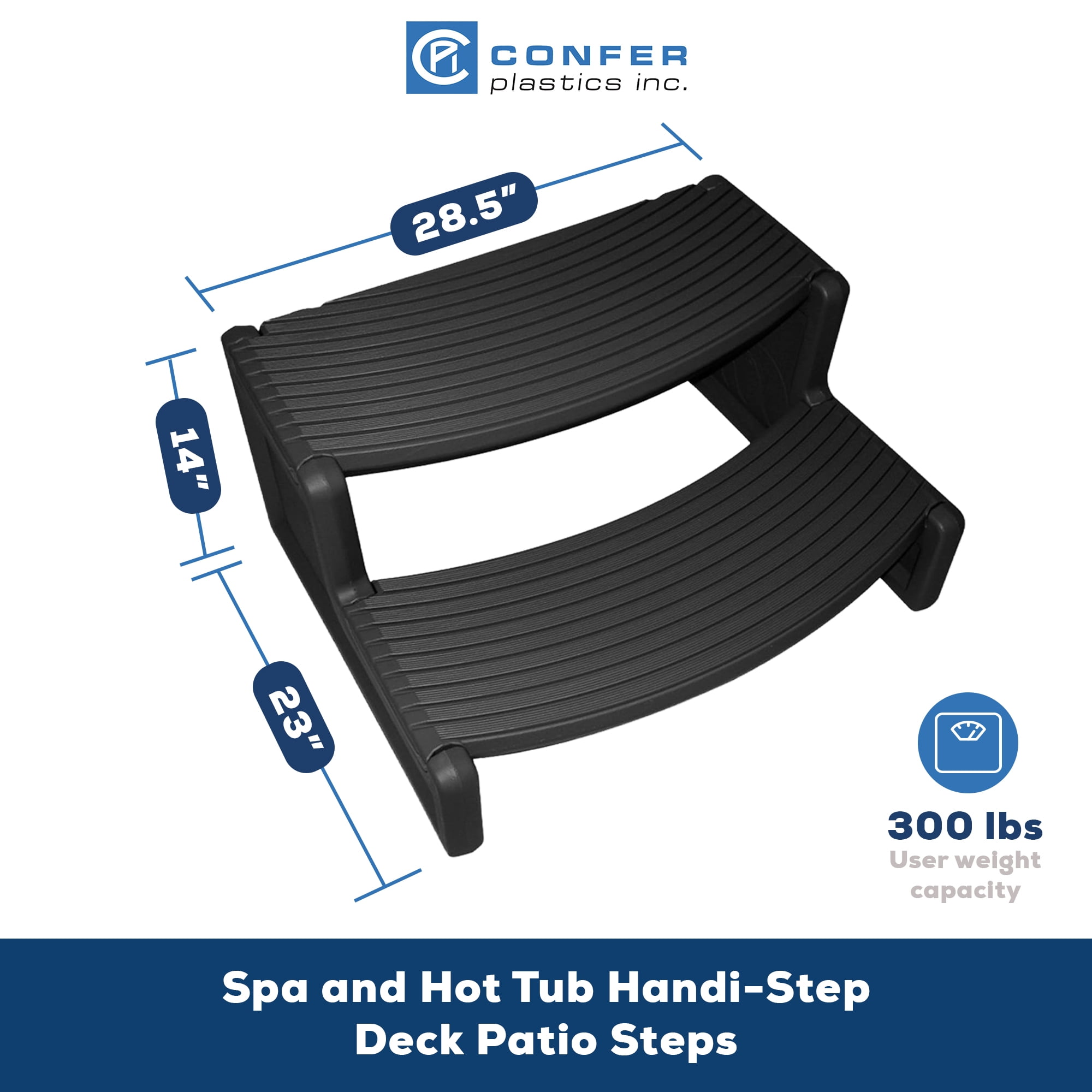 Confer Plastics Handi-Step Hot Tub Stairs for Straight & Curved Spas, Black