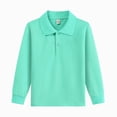 thumbnail image 4 of CAUYDY Toddler to Youth Boys' School Uniform Casual Polo Shirts Kids Long Sleeve Collared Golf Shirt(L101-Green,14-15 Y), 4 of 4